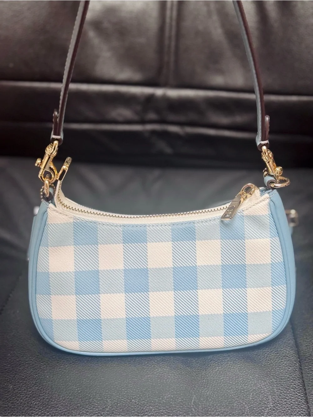 NWT Coach Teri Mini Crossbody Bag With Gingham Print And Charm CEN05 Blue Multi - Picture 5 of 15